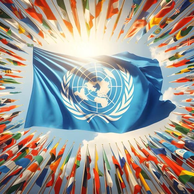 The horseshoe-shaped table of an empty international security council chamber