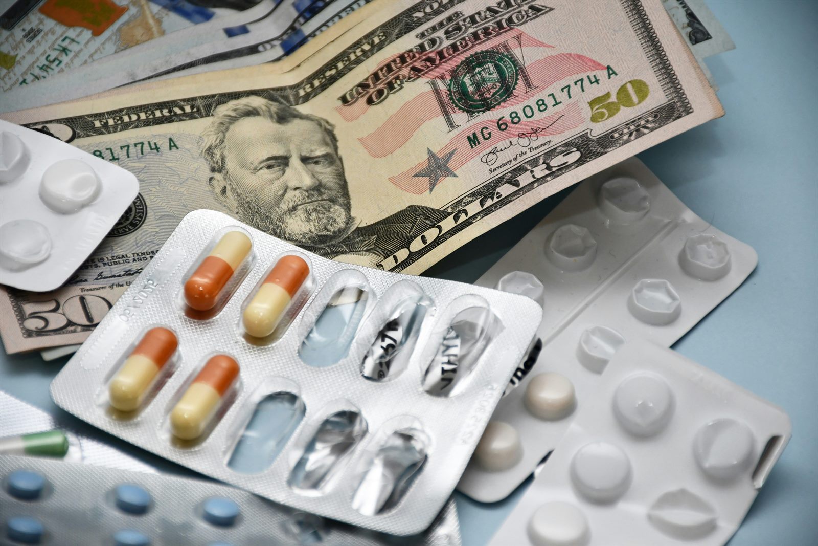 Medication bottles and price tags