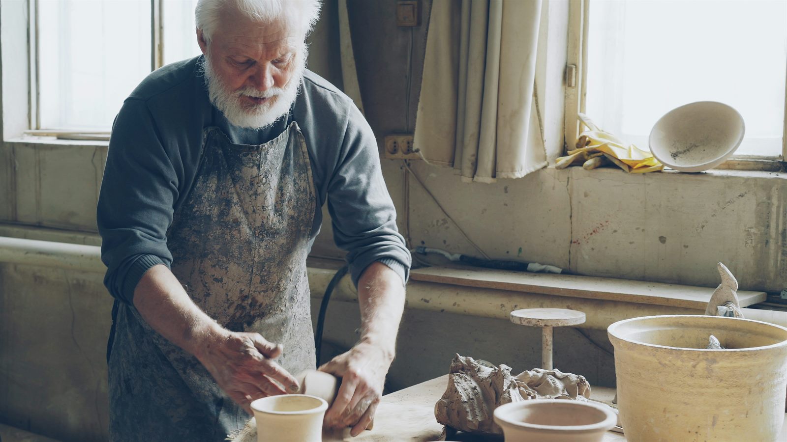 Older worker at desk