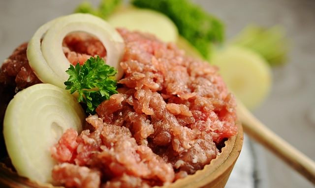 A cultivated meat burger patty being prepared in a laboratory setting