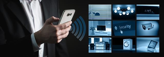 A modern smart home interior with ambient lighting and integrated sensors