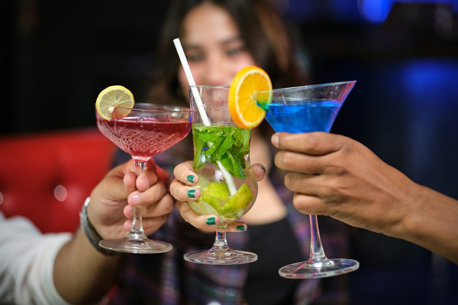 Young people socialising with non-alcoholic drinks