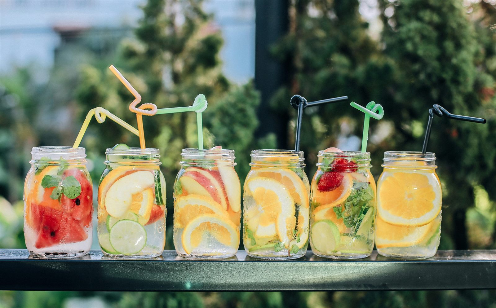 Non-alcoholic beverage options at a modern bar